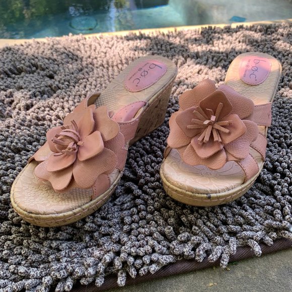 Born Shoes - Born Concept Leather Floral and Cork Sandals